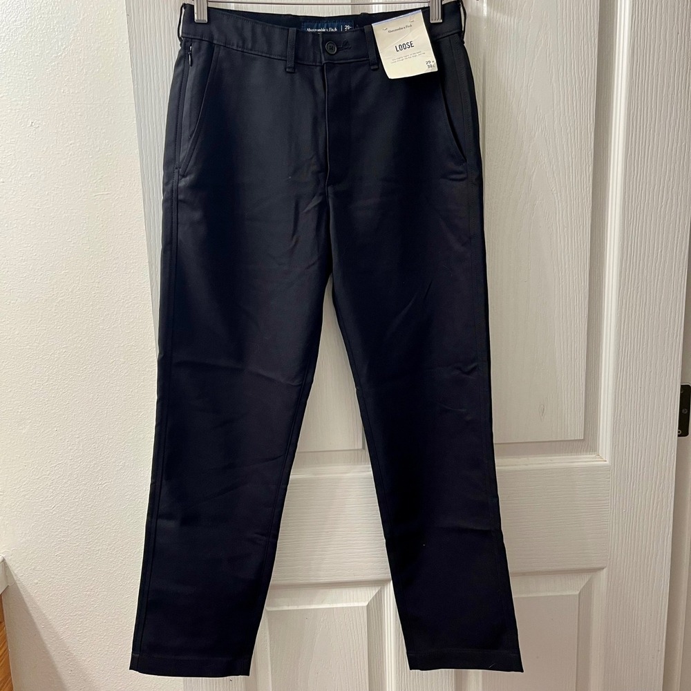 Abercrombie & Fitch‎ Loose Chino Pants Mens 29 x 30 Black High Rise Relaxed Fit